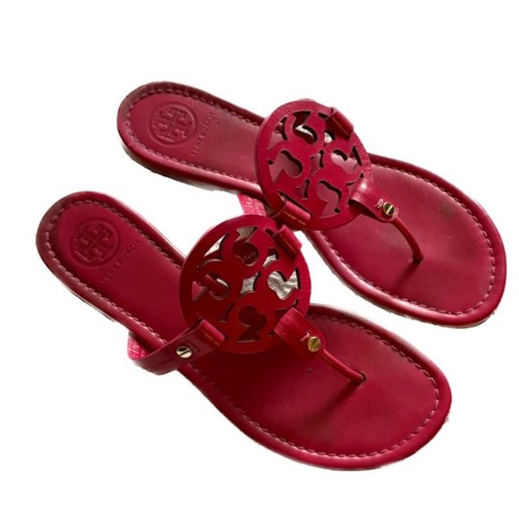 Tory Burch Shoes - Tory Burch Miller pink classic flip flop logo sandals size 9